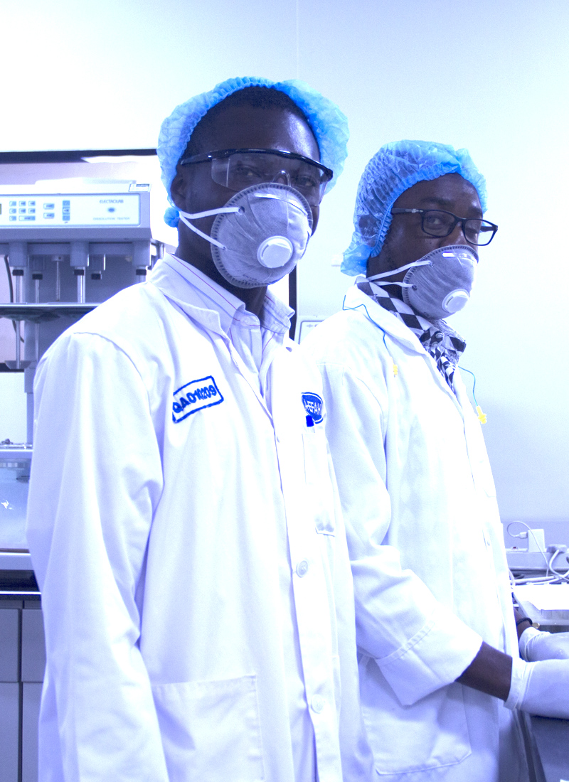 Two lab technicians at Amponsah Efah